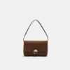 Borsa in ecopelle scamosciata con chiusura metallica asimmetrica