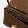 Borsa in ecopelle scamosciata con chiusura metallica asimmetrica