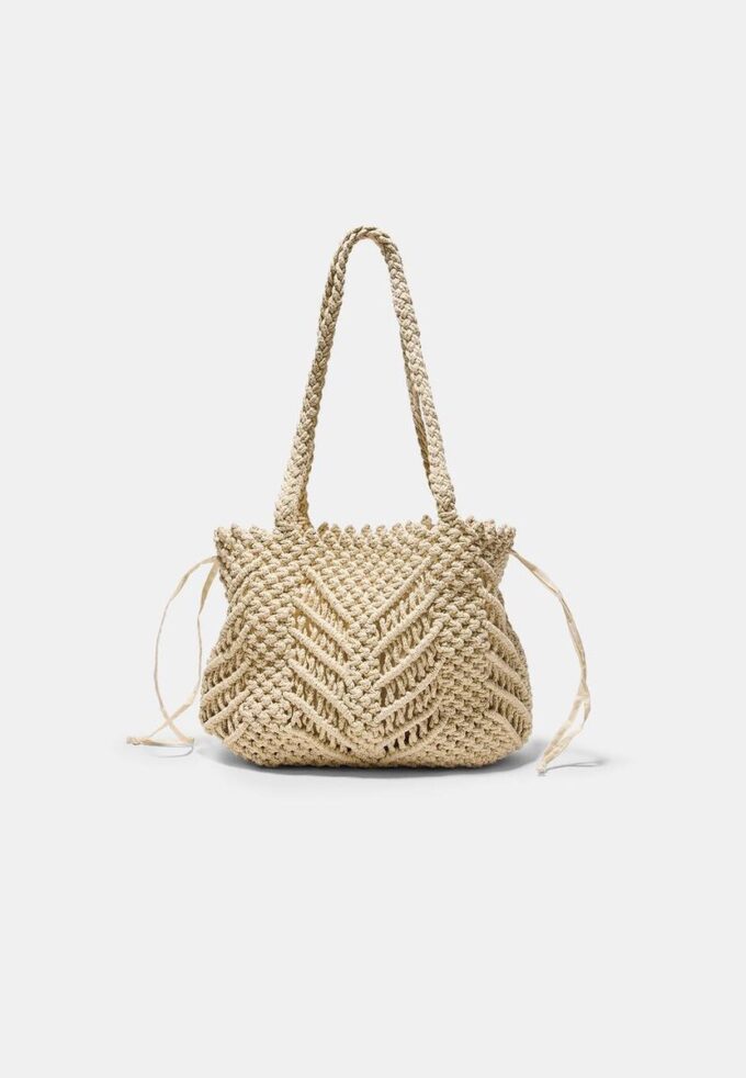Borsa shopper all’uncinetto con filo metallico Borsa shopper all’uncinetto con filo metallico