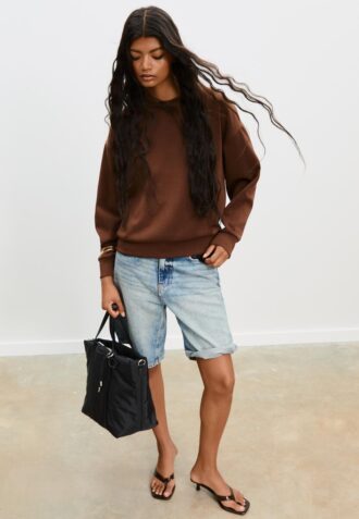 Borsa shopper in tessuto con fiocco