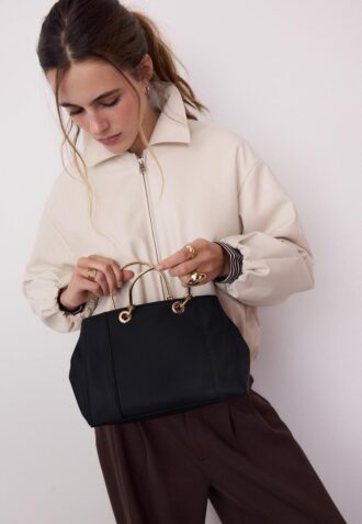 borsa tote con manico metallico 2 1 330x477 - Borsa Tote con manico metallico