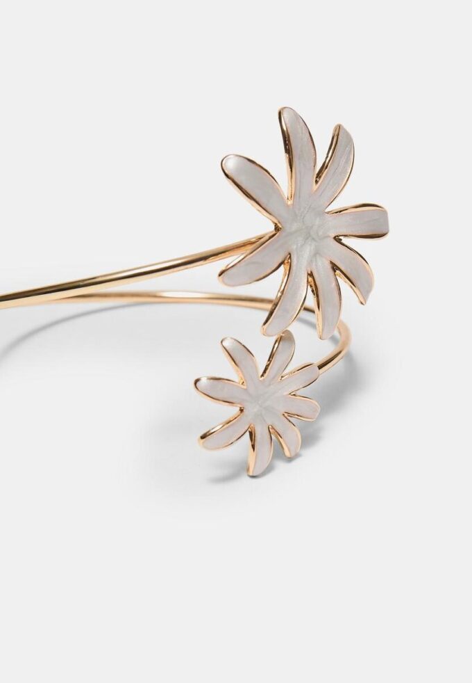Bracciale smaltato con doppio fiore