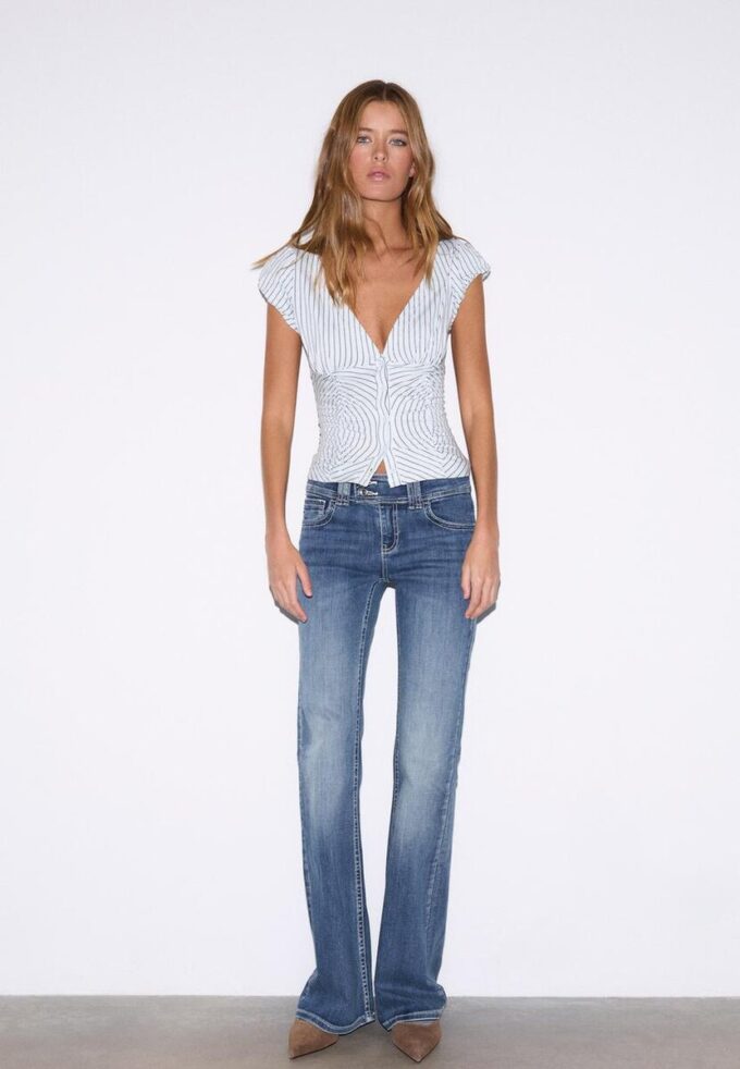 Camicia a maniche corte con arricciature