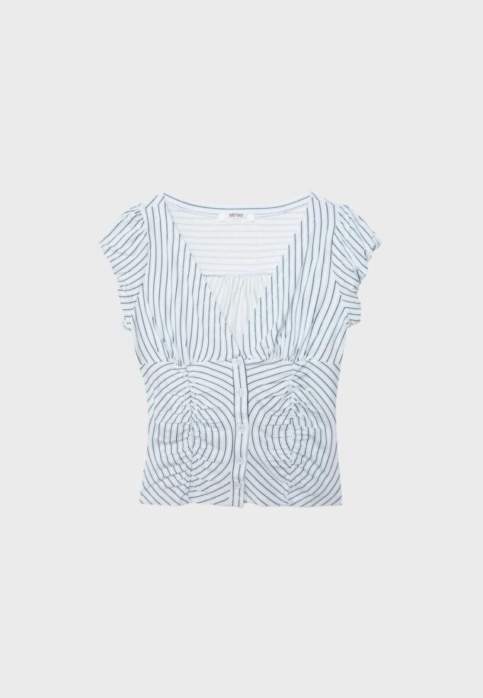 Camicia a maniche corte con arricciature