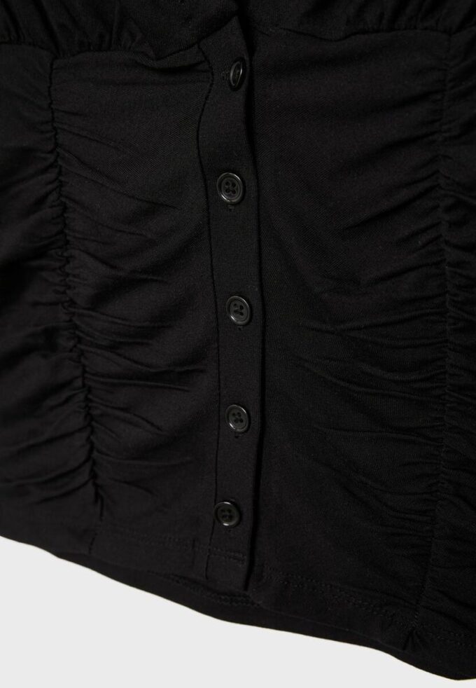 Camicia a maniche corte con arricciature