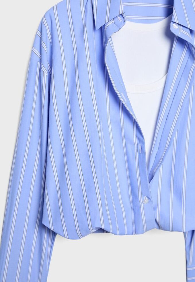 Camicia a palloncino in due materiali