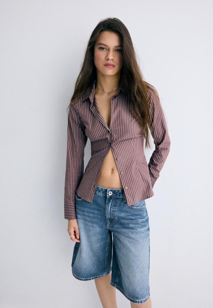 Camicia aderente a righe Basic Camicia aderente a righe Basic
