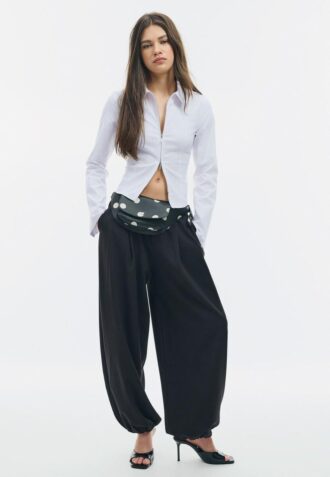 Camicia aderente in bengalina con doppia cerniera