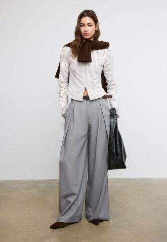 Camicia aderente in bengalina con doppia zip