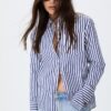 Camicia basic a righe in popeline con tasca