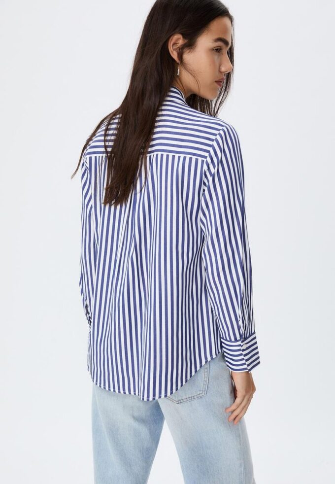 Camicia basic a righe in popeline con tasca