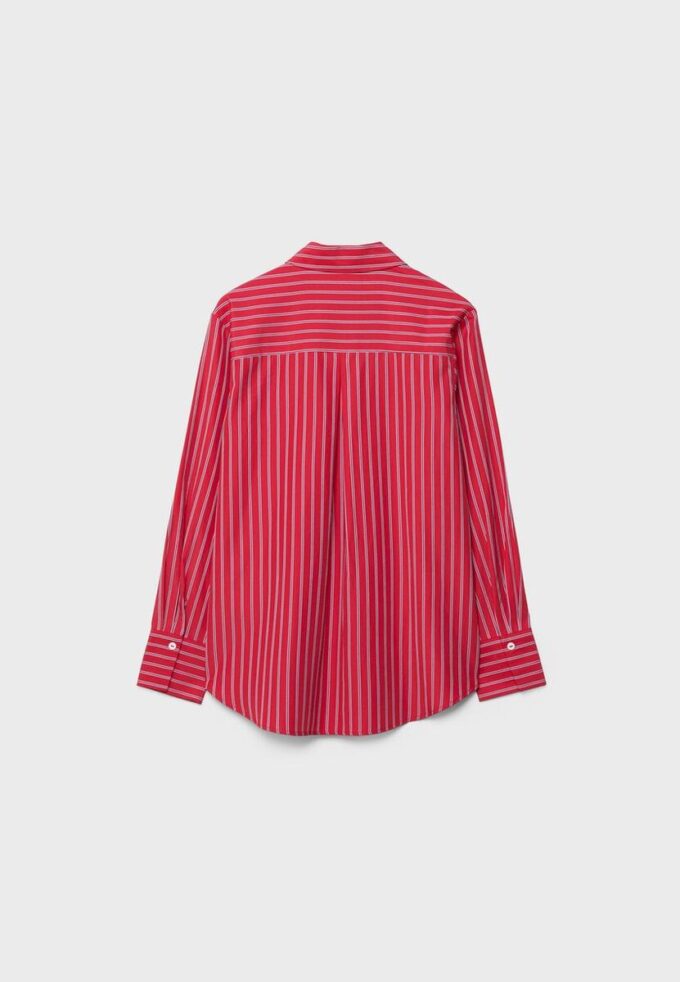 Camicia basic a righe in popeline con tasca Camicia basic a righe in popeline con tasca