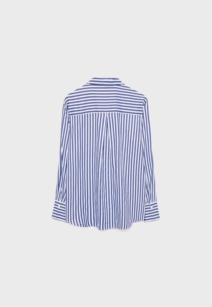 Camicia basic a righe in popeline con tasca