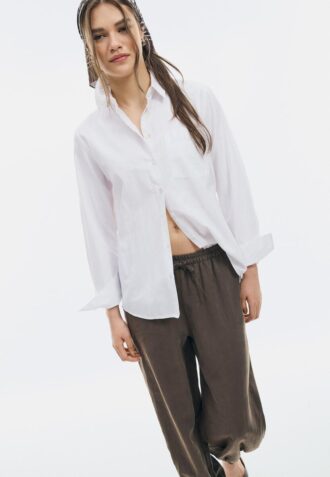 Camicia basic in popeline con taschino