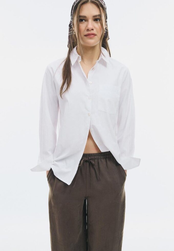 Camicia basic in popeline con taschino