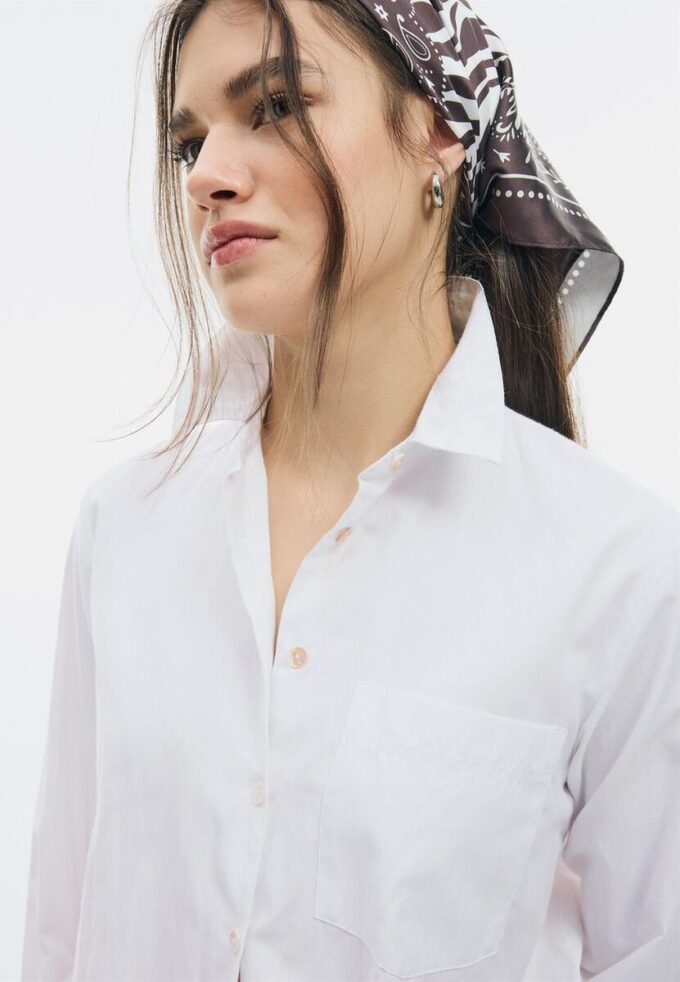 Camicia basic in popeline con taschino