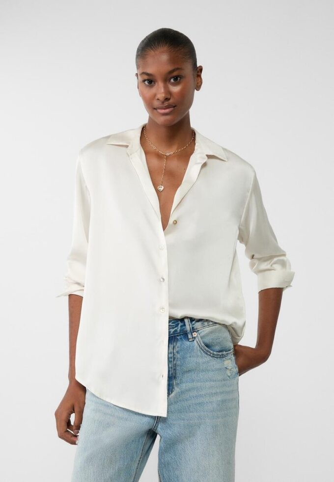 Camicia con colletto in raso