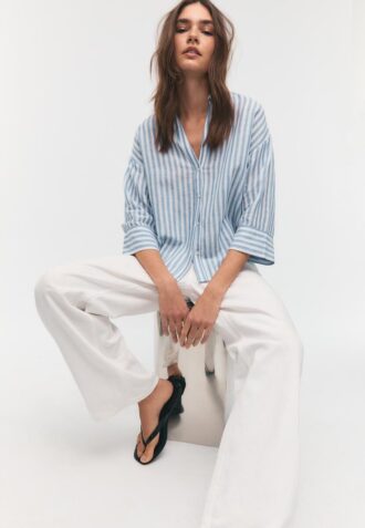 Camicia con maniche a kimono effetto lino Camicia con maniche a kimono effetto lino