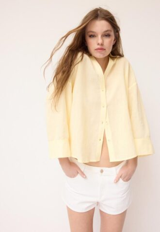 Camicia con maniche a kimono effetto lino