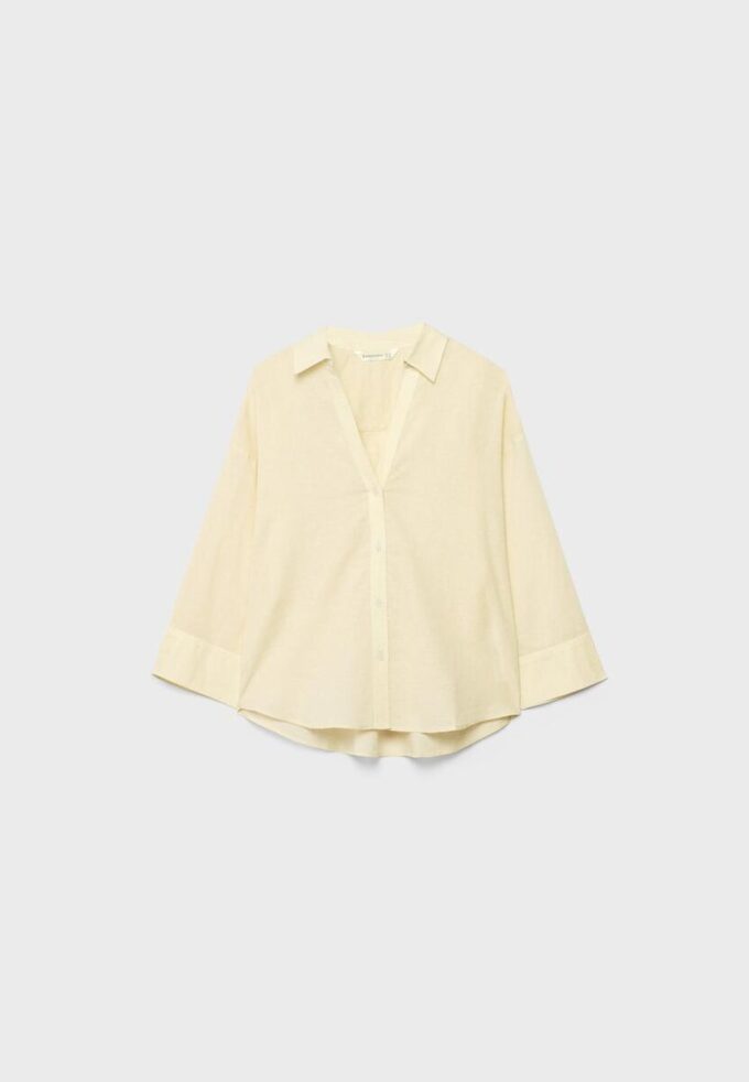 Camicia con maniche a kimono effetto lino Camicia con maniche a kimono effetto lino