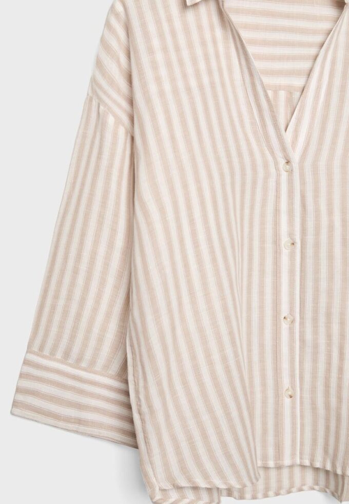 Camicia con maniche a kimono effetto lino Camicia con maniche a kimono effetto lino