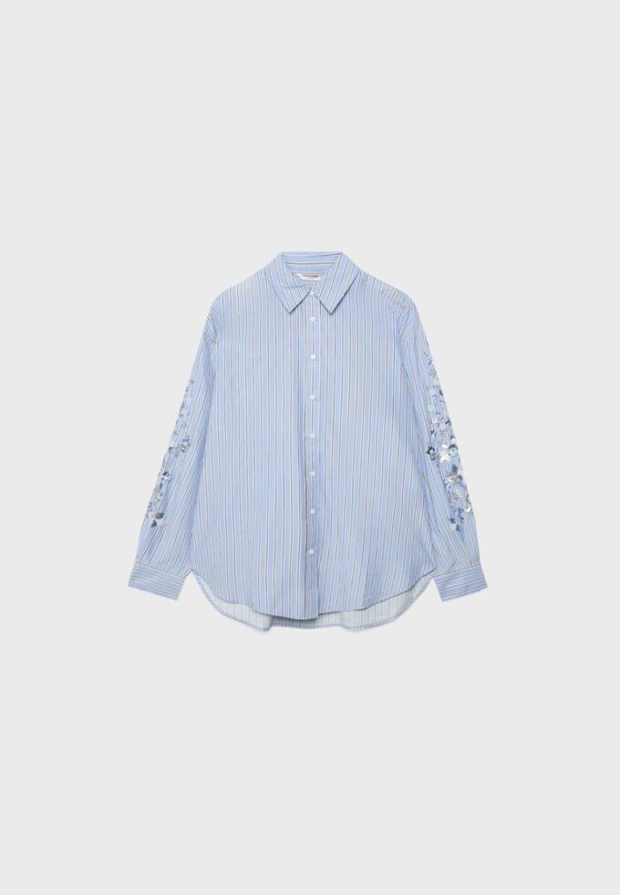 Camicia con maniche ricamate