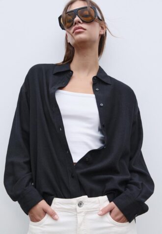 Camicia fluida effetto lino