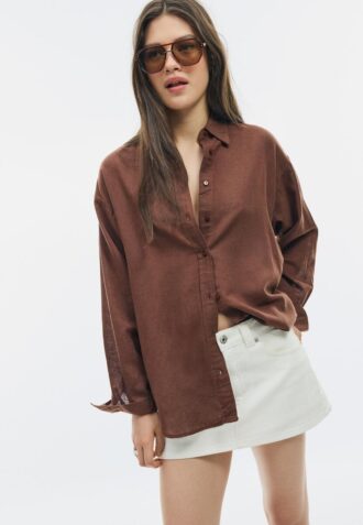 Camicia fluida effetto lino