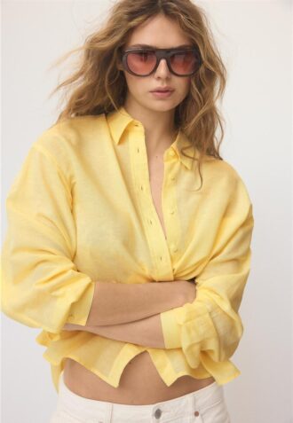 Camicia fluida effetto lino