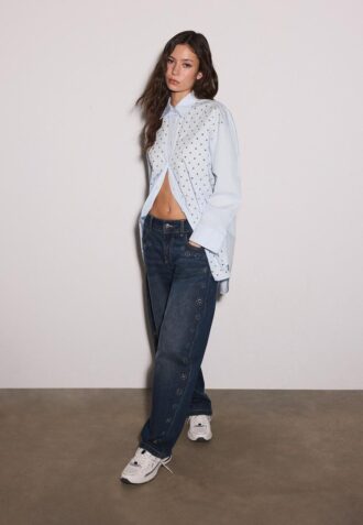 Camicia oversize con borchie