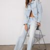Camicia oversize in denim corta con borchie