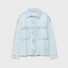 Camicia oversize in denim corta con borchie