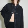 Camicia oversize in denim corto con borchie