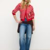 Cardigan in maglia con bottoni e maniche raglan