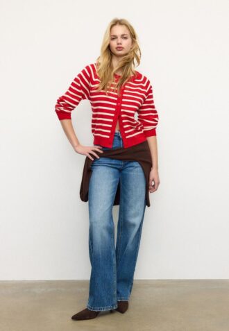 Cardigan in maglia con bottoni e maniche raglan