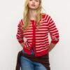 Cardigan in maglia con bottoni e maniche raglan