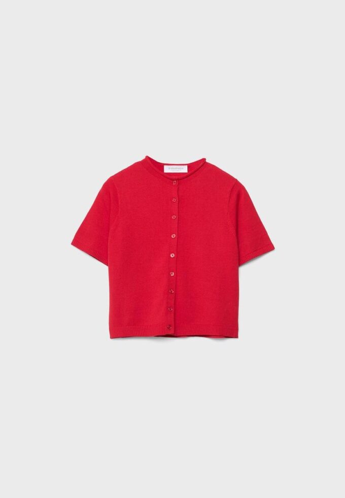 Cardigan in maglia con collo alto e bottoni