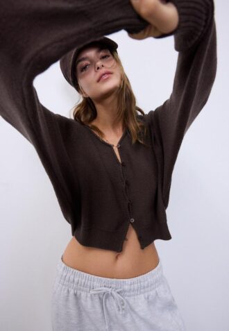 Cardigan in maglia con maniche a pipistrello