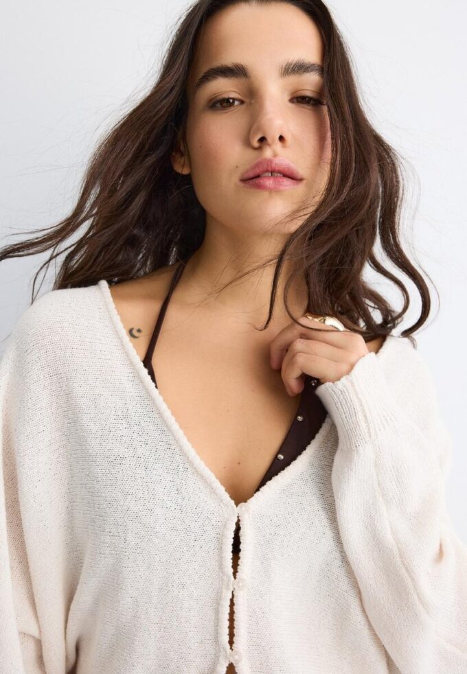 Cardigan in maglia con maniche a pipistrello