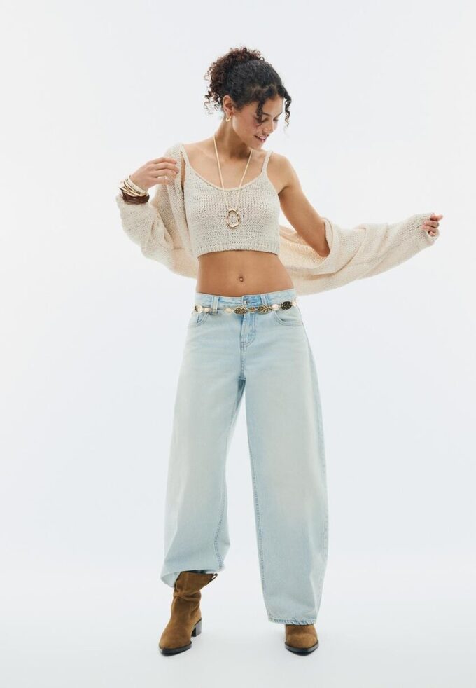 Cardigan in maglia con maniche a pipistrello e laccio