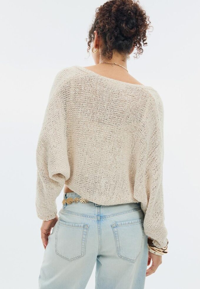 Cardigan in maglia con maniche a pipistrello e laccio