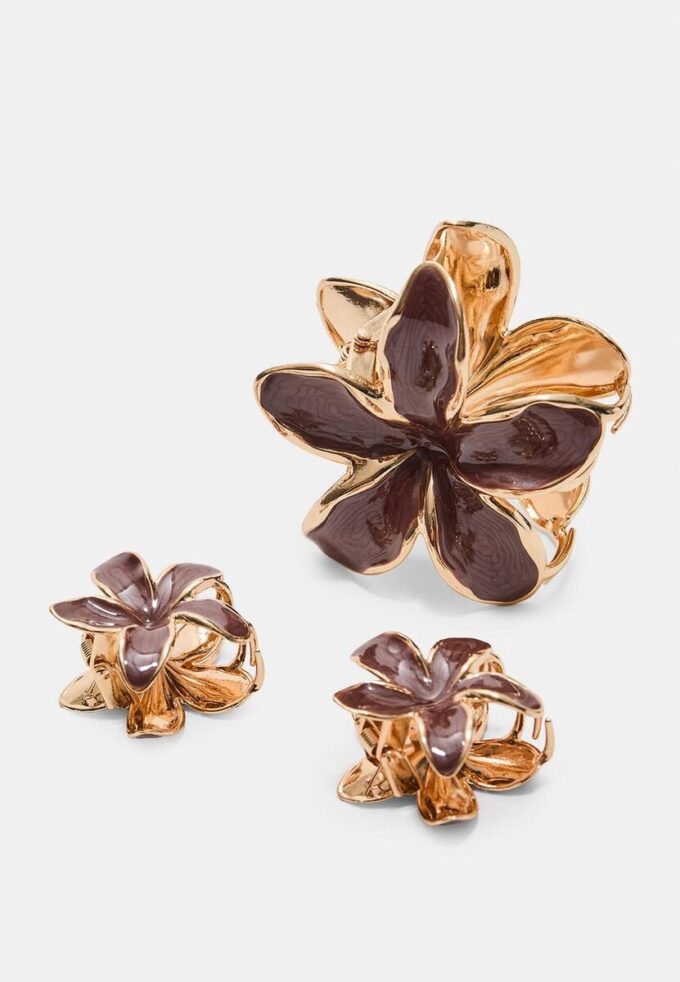 Confezione da 3 fermagli per capelli floreali