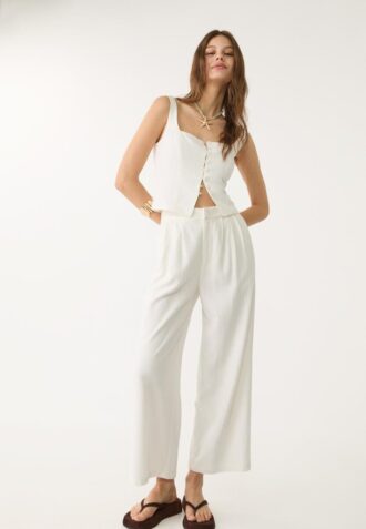 Culotte con pinces in misto lino