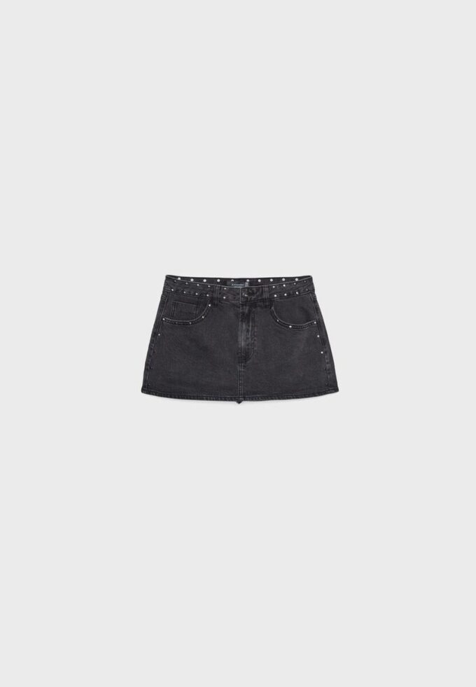 D62 Skort in denim con borchie