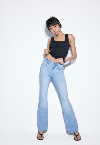 D74 Flared Jeans with Slit