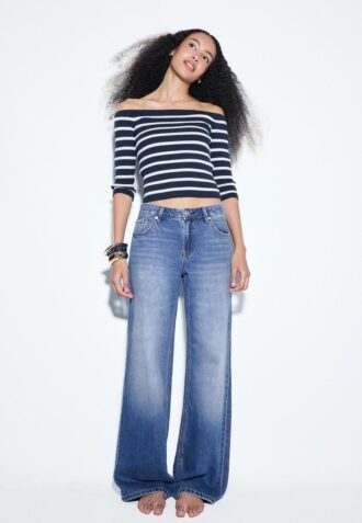 D91 Jeans a vita bassa e gamba Wide Leg