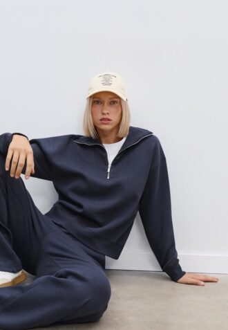 Felpa a collo alto con zip