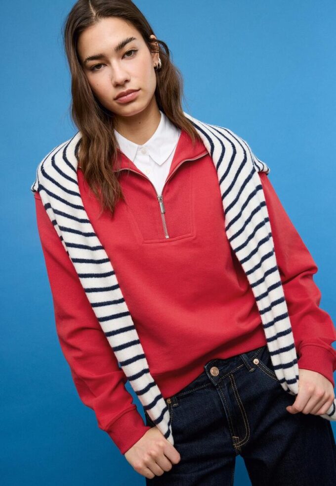 Felpa a collo alto con zip