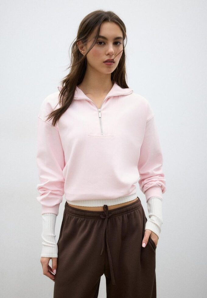 Felpa a collo alto con zip