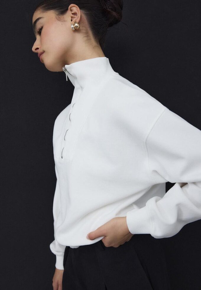 Felpa a collo alto con zip